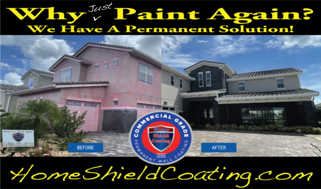 ome Shield Coating over Stucco. Before & After of Stucco House Coated with Home Shield Coating.