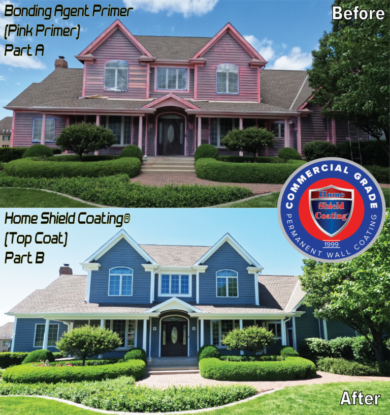 Before & After of Cedar Siding House Coated with Home Shield Coating.