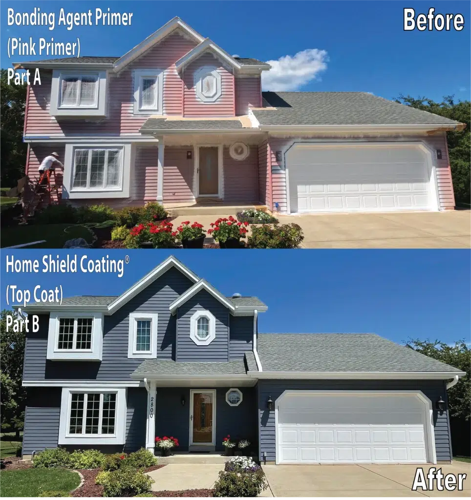Before & After of Home Shield Coating® on Aluminum Sided House