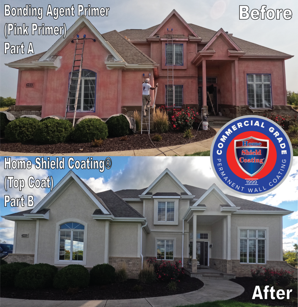 Before & After of Home Shield Coating on Dryvit.