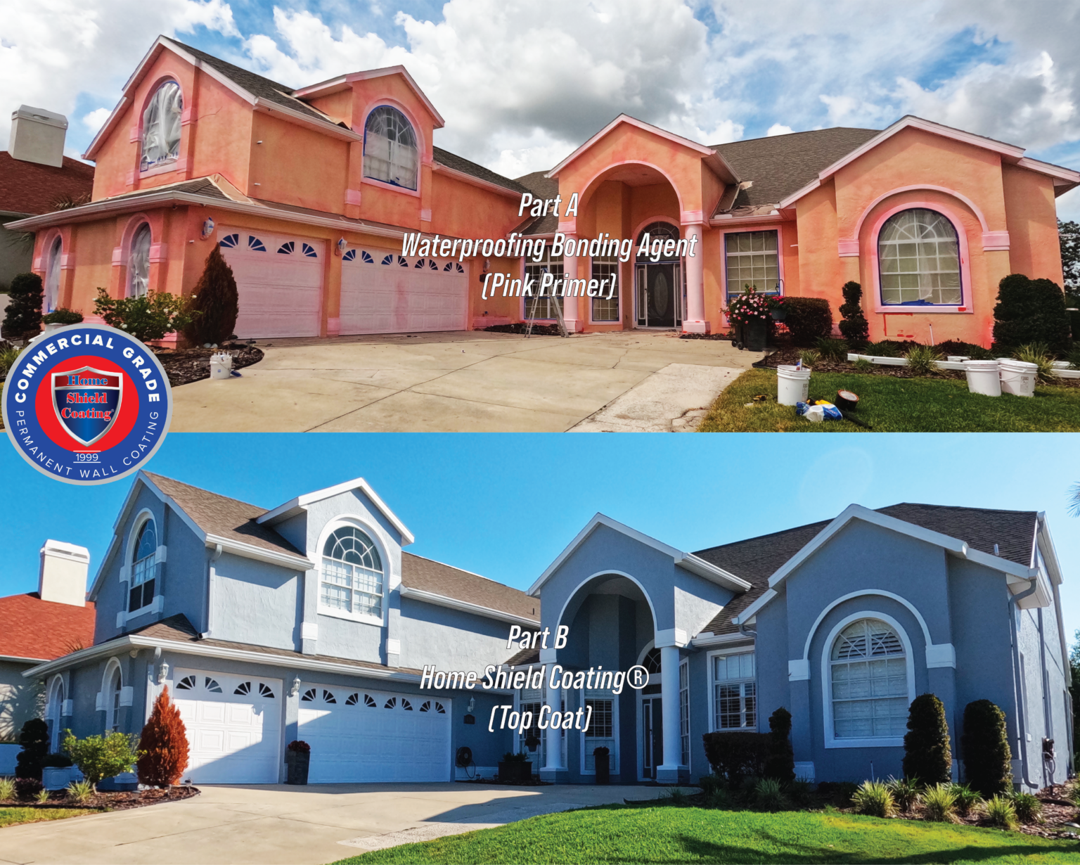 Home Shield Coating® Waterproofing Stucco House Before Hurricane Season.