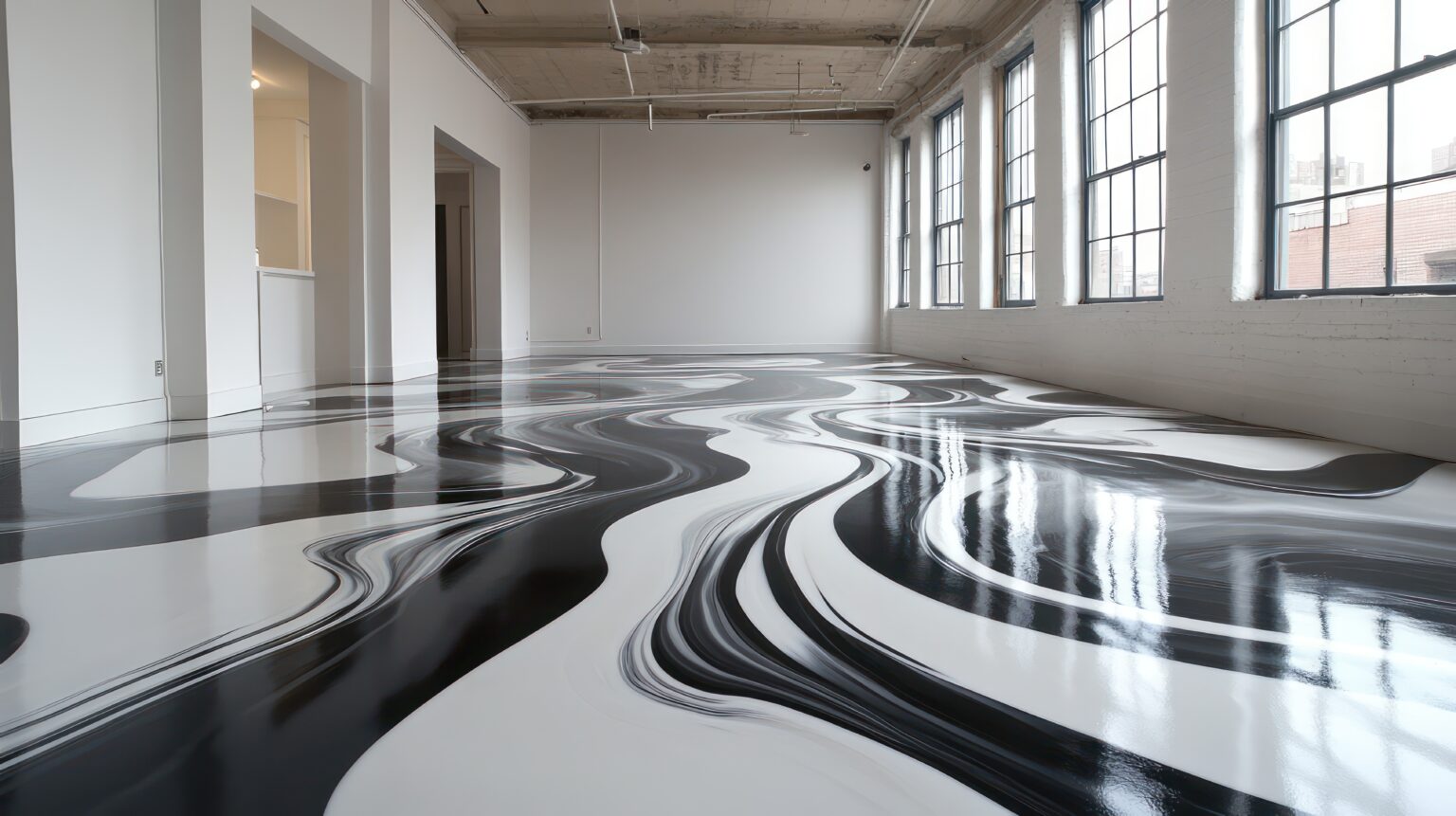 Concrete Shield Coating® Black & White Metallic Floor